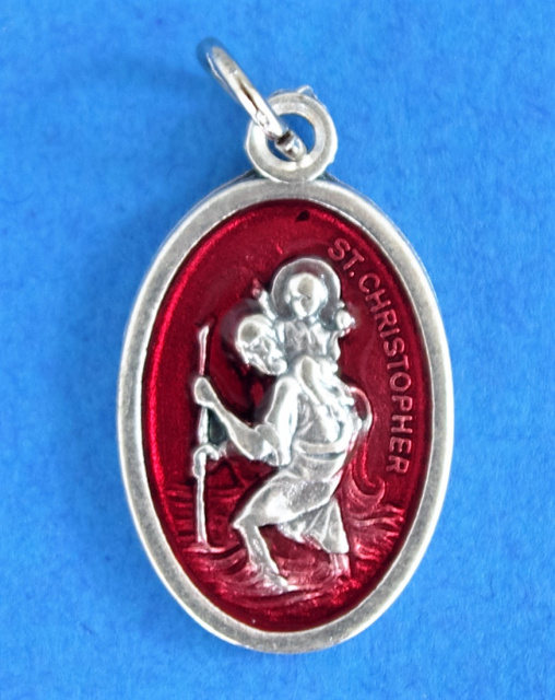 St. Christopher Red Enamel Medal